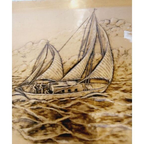 Bronze Hand Made Natale Grove City PA Vtg. Ltd. Edition Bronze Plate Sailboats - Picture 3 of 8